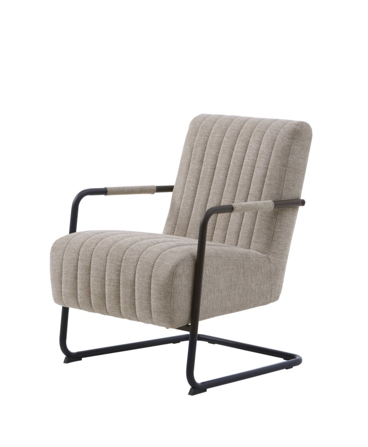 Trout loungestol, m. armln - sand stof og sort metal