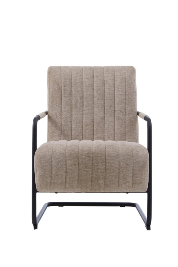 Trout loungestol, m. armln - sand stof og sort metal