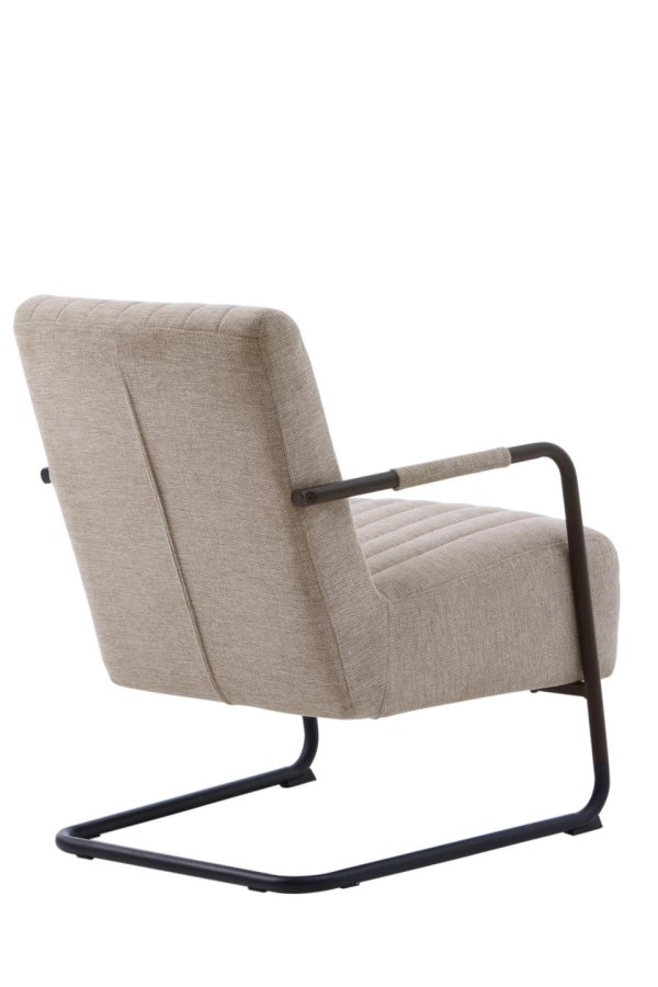 Trout loungestol, m. armln - sand stof og sort metal