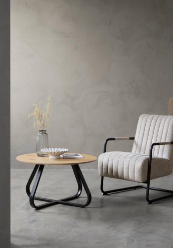 Trout loungestol, m. armln - sand stof og sort metal