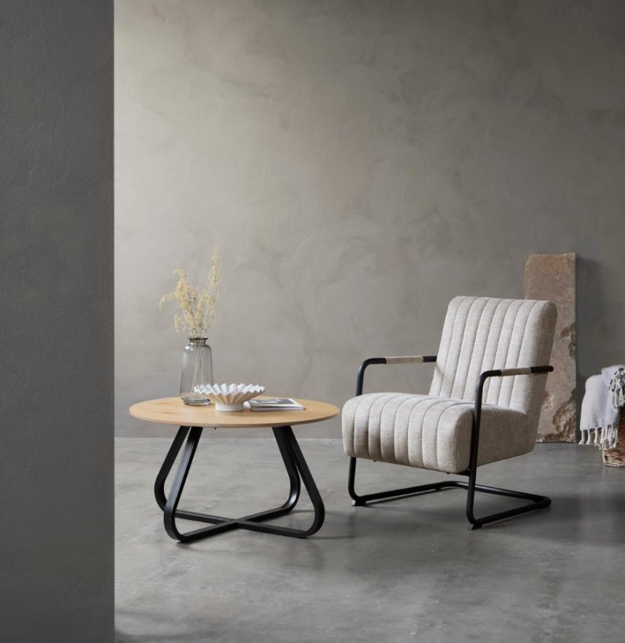 Trout loungestol, m. armln - sand stof og sort metal