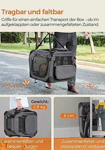FEANDREA hundekasse, foldbar, m. hndtag - mesh, gr stof og metal