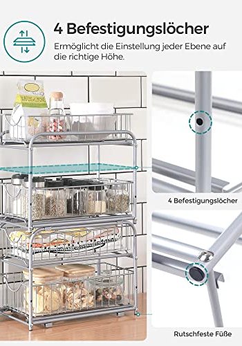 SONGMICS organizer 2 udtrksskuffer til skabe, stabelbar - slv stl