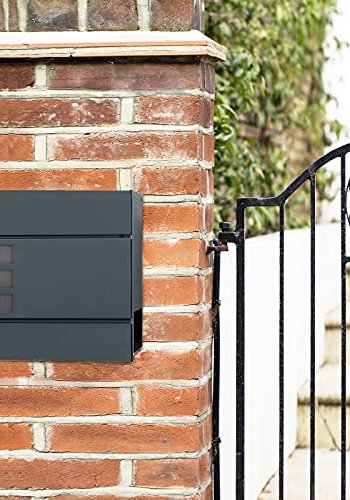 SONGMICS vgmonteret postkasse, lsbar, m. avisholder - antracitgr forzinket stl