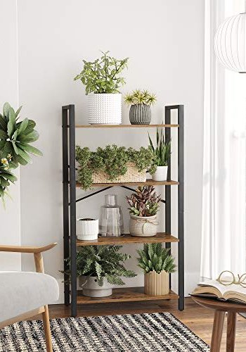 VASAGLE bogreol, m. 4 hylder - rustik brun spnplade og sort stl