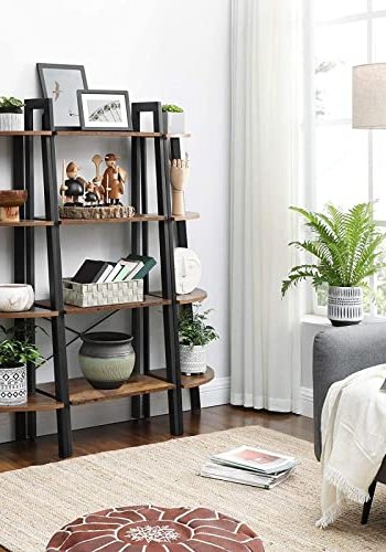 VASAGLE hjrnereol, m. 4 hylder - rustik brun spnplade og sort stl