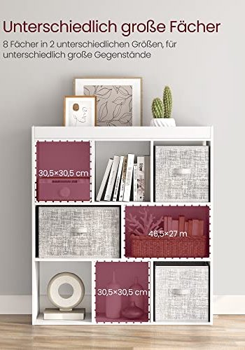 VASAGLE bogreol, m. 8 rum - hvid spnplade