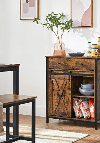 VASAGLE sknk, m. 1 skydelge, 2 justerbare hylder, 1 skuffe - rustik brun spnplade og sort stl