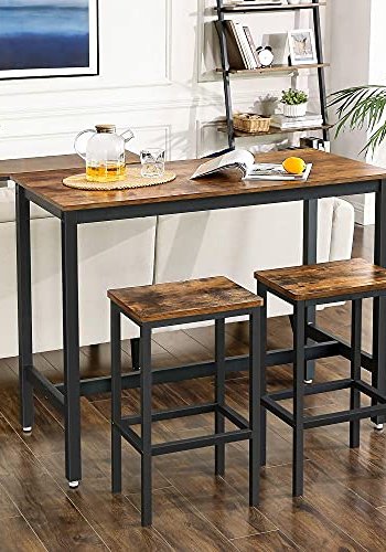 VASAGLE barbord med 2 barstole - rustik brun spnplade og sort stl