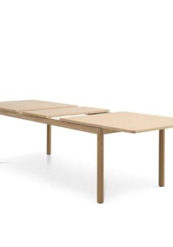 Sydney spisebord, m. 2 tillgsplader - natur egefinér og natur eg (95x220/320)