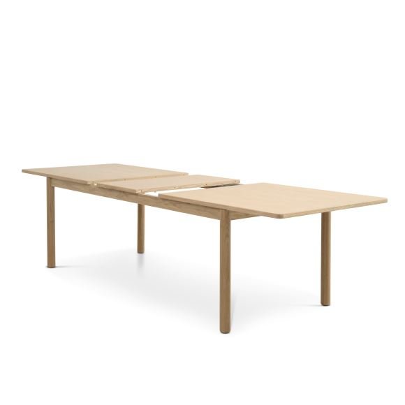 Sydney spisebord, m. 2 tillgsplader - natur egefinér og natur eg (95x220/320)