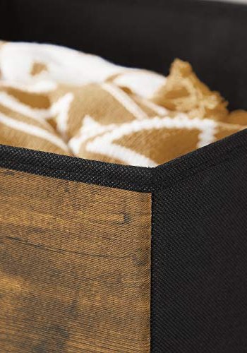 SONGMICS opbevaringskasse, foldbar - rustik brun og sort stof og pap (st med 6)