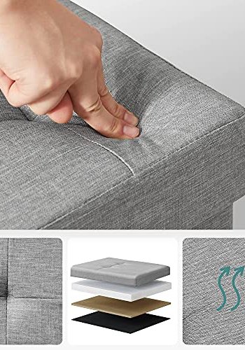 SONGMICS Osmannisk opbevaringskasse, foldbar, m. lg - lysegr linned