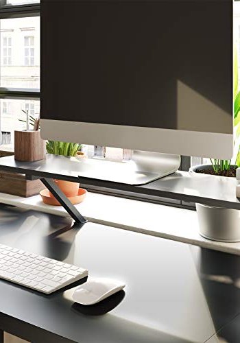 VASAGLE hjrneskrivebord, m. skrmstativ - sort spnplade og sort stl (140x130)