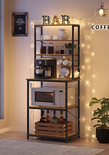 VASAGLE kkkenreol, m. 6 kroge og 6 hylder - rustik brun spnplade og sort stl