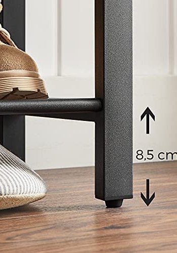 VASAGLE skohylde, m. 3 mesh-hylder - brun spnplade og sort stl