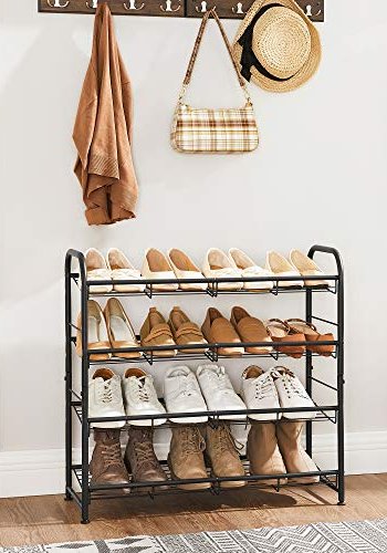 SONGMICS skohylde, m. 4 hylder, til 16 par sko - sort stl