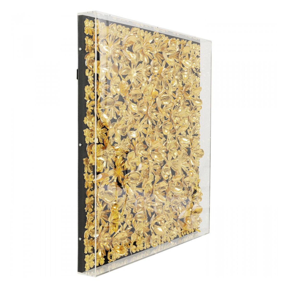 KARE DESIGN kvadratisk Gold Flower vægdekoration - guld lærred og plastik (80x80) - Veggprýði BOBO.fo