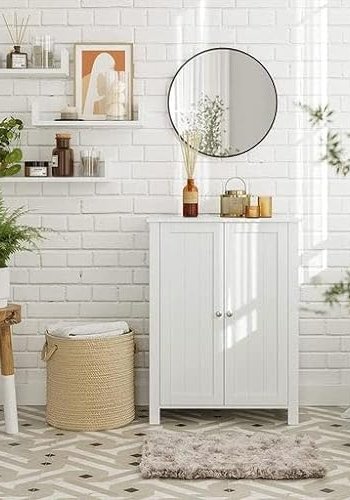 VASAGLE fritstende badevrelsesskab, m. 2 lger og 2 hylder - hvid MDF