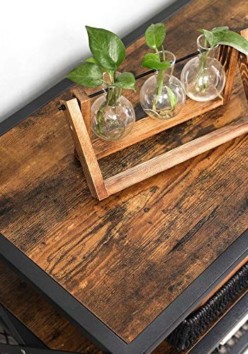 VASAGLE TV-bord, m. 2 hylder - rustik brun spnplade og sort stl (140x39,2)