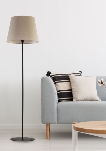 TK Chicago gulvlampe - natur hr stof og sort stl