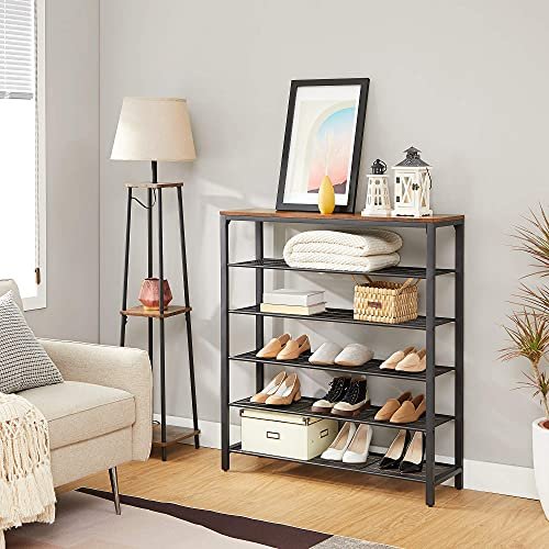 VASAGLE skohylde, m. 5 hylder - rustik brun spnplade og sort stl