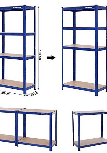 SONGMICS reol til redskabsrum, m. 4 hylder - MDF og bl stl