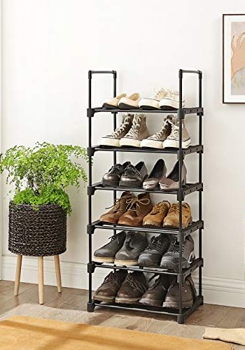 SONGMICS skohylde, m. 6 hylder - sort jern