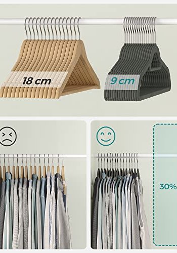 SONGMICS tjbjle, skridsikker, m. bindestang og 360° drejelig krog - gr fljl stof (st med 20)