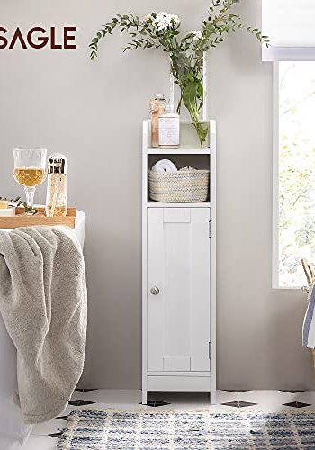 VASAGLE badevrelsesskab, m. 1 lge og 3 hylder - hvid MDF