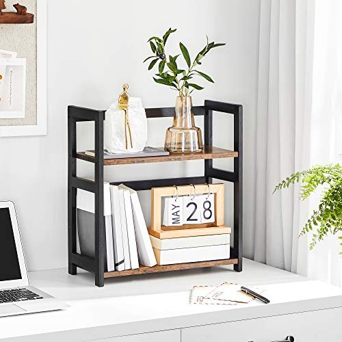 SONGMICS krydderihylde, m. 2 hylder - rustik brun og sort MDF