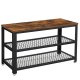 VASAGLE skohylde, m. 2 mesh-hylder - brun spnplade og sort stl