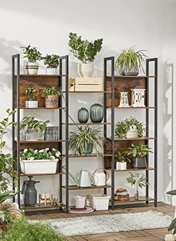 VASAGLE bogreol, m. 14 hylder - rustik brun spnplade og sort stl