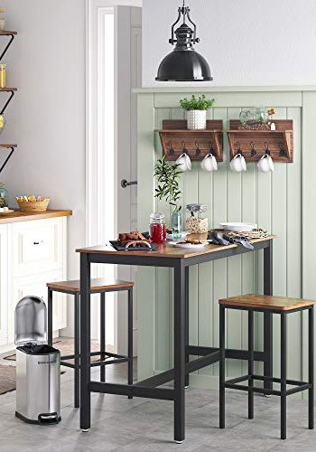 VASAGLE barstol, m. fodsttte - rustik brun spnplade og metal (st med 2)