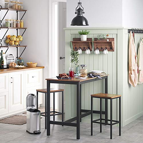 VASAGLE barstol, m. fodsttte - rustik brun spnplade og metal (st med 2)