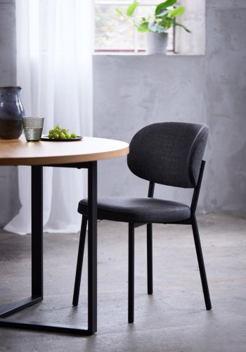 Fowler spisebordsstol - mrkegr polyester og sorte ben