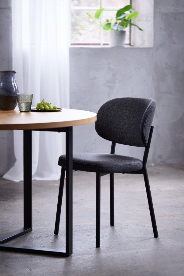 Fowler spisebordsstol - mrkegr polyester og sorte ben