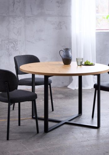 Fowler spisebordsstol - mrkegr polyester og sorte ben