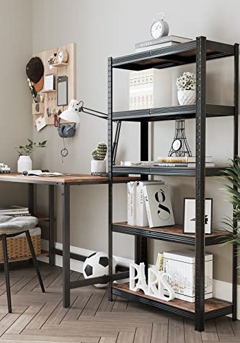 SONGMICS reol, m. 5 hylder - brun MDF og sort stl