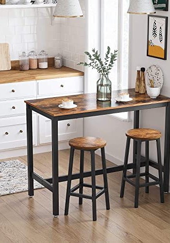 VASAGLE barstol, m. fodsttte - brun spnplade og sort stl (st med 2)