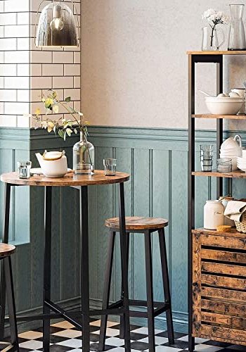 VASAGLE barstol, m. fodsttte - brun spnplade og sort stl (st med 2)