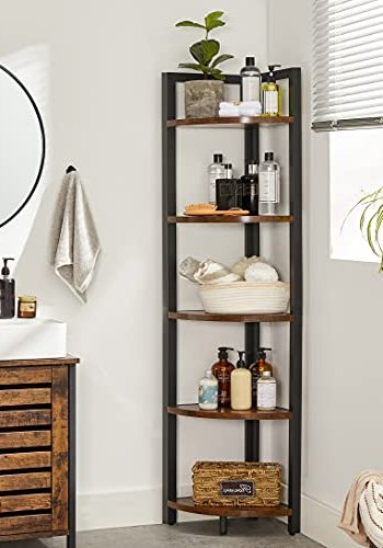 VASAGLE hjrnereol, m. 5 hylder - brun spnplade og sort stl