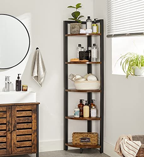 VASAGLE hjrnereol, m. 5 hylder - brun spnplade og sort stl