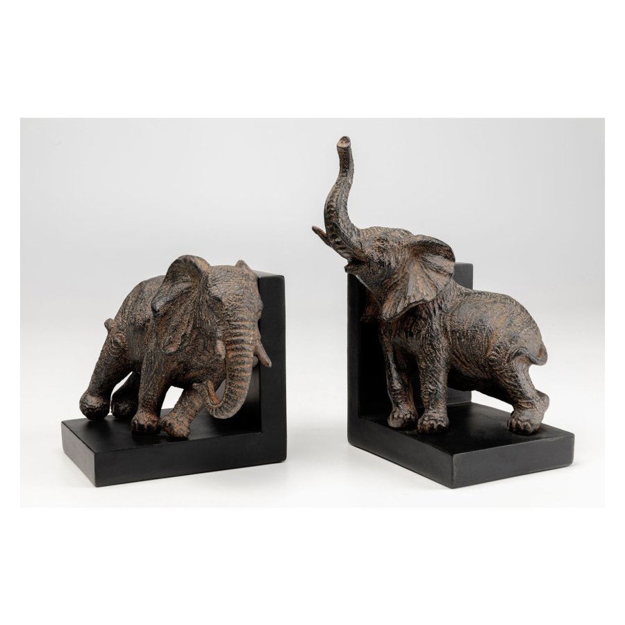 KARE DESIGN Elephants bogsttte - brun polyresin (st á 2)