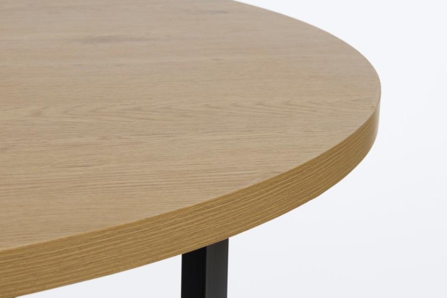Lugo spisebord, rund - natur vildeg melamin og sort metal (120)