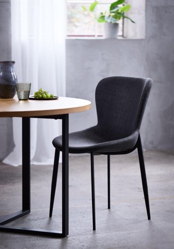 Lugo spisebord, rund - natur vildeg melamin og sort metal (120)