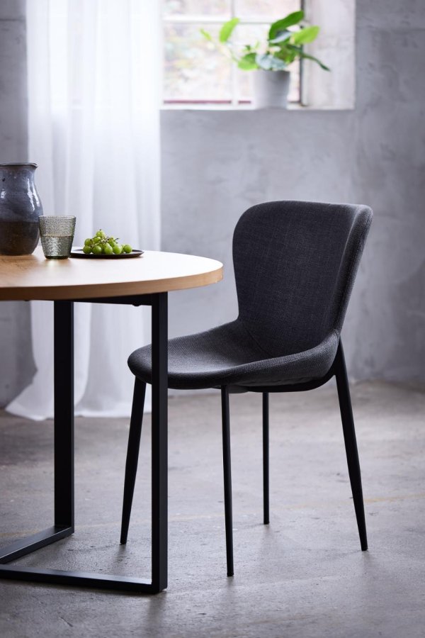 Lugo spisebord, rund - natur vildeg melamin og sort metal (120)