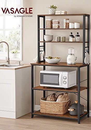 VASAGLE kkkenreol, m. 6 S-kroge og 6 hylder - brun spnplade og sort stl