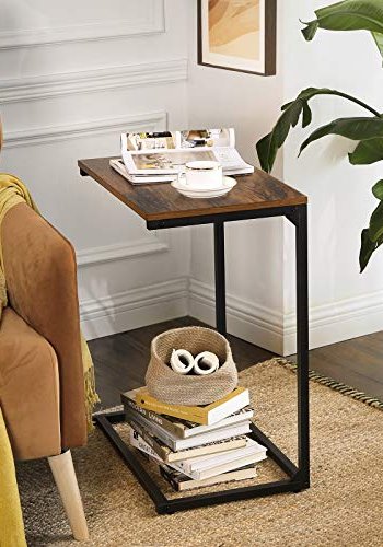 VASAGLE sidebord, rektangulr - rustik brun spnplade og sort stl (55x35)