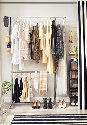 SONGMICS tjstativ, hjdejusterbar, m. 2 bjlestnger og hjul - gr rustfrit stl